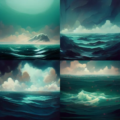 ocean image in 4 parts on one canvas