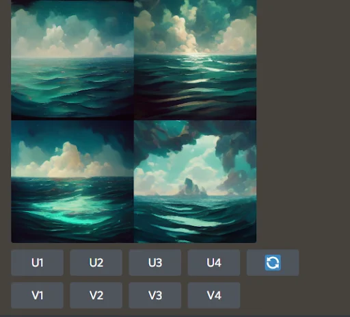 ocean image in 4 parts in one canvas screenshot